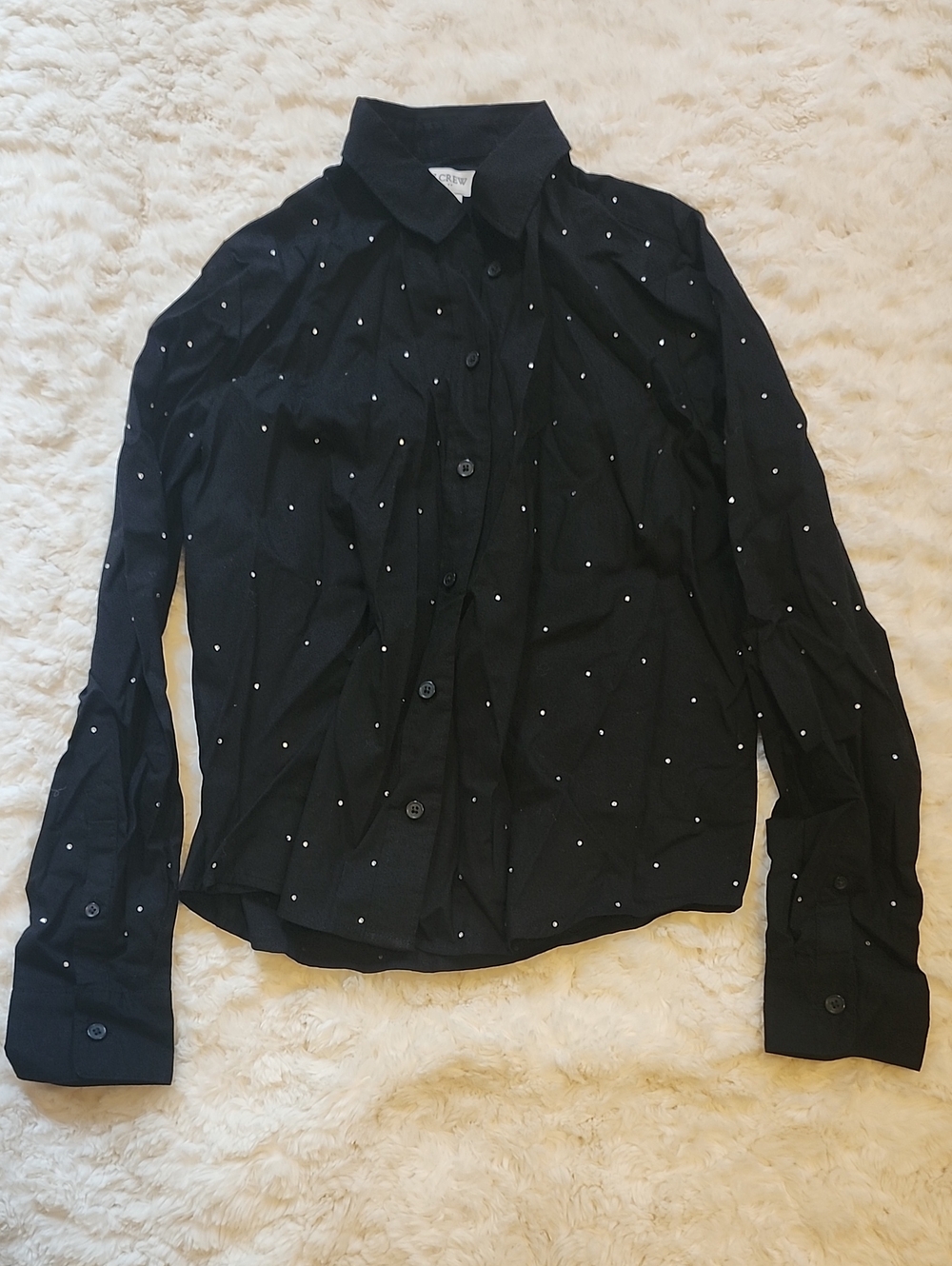 Black Studded Button-Up Shirt